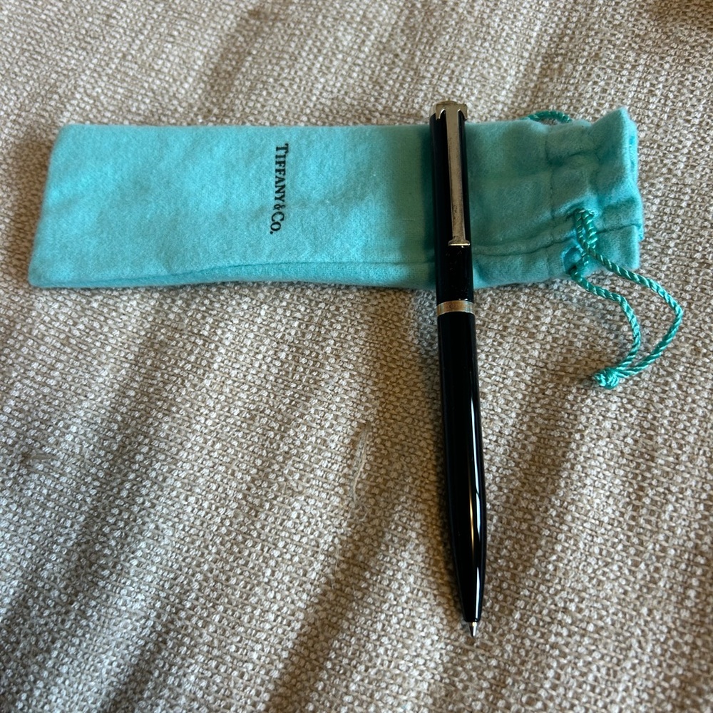 Tiffany & Co. Black Onyx T Clip ballpoint pen with Turquoise Box